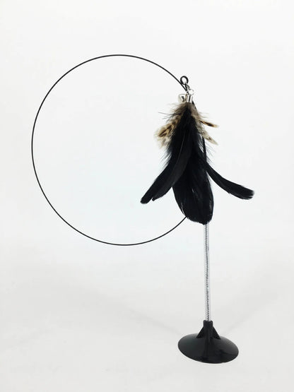 Hands-Free Suction Cup Cat Toy - Interactive Feather Wand Set