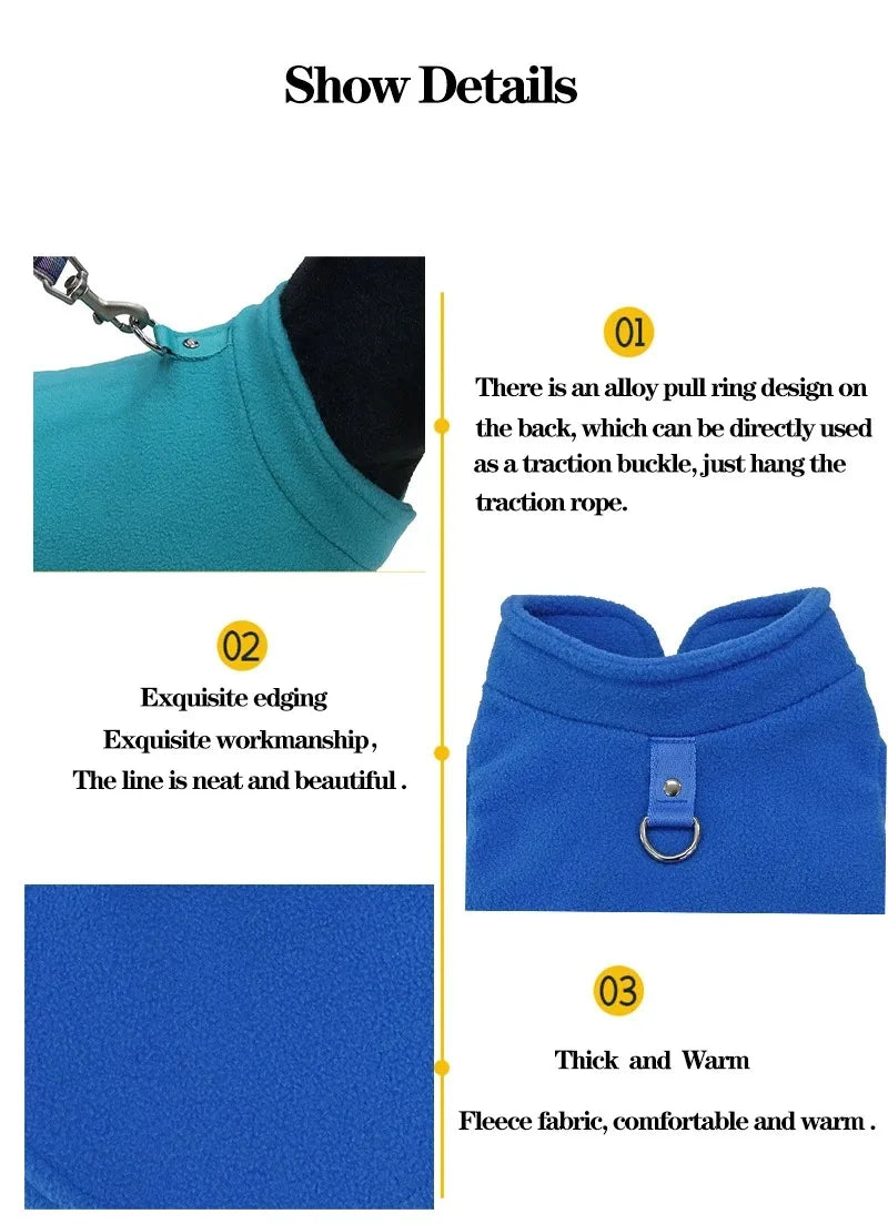 Fleece Vest Jacket for Small Dogs & Cats | Warm Winter Coat for Chihuahuas & French Bulldogs