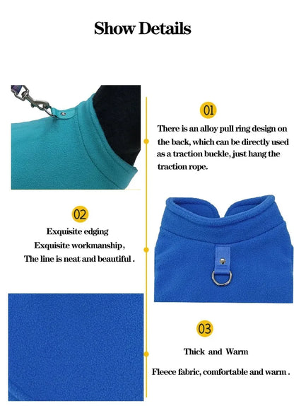 Fleece Vest Jacket for Small Dogs & Cats | Warm Winter Coat for Chihuahuas & French Bulldogs