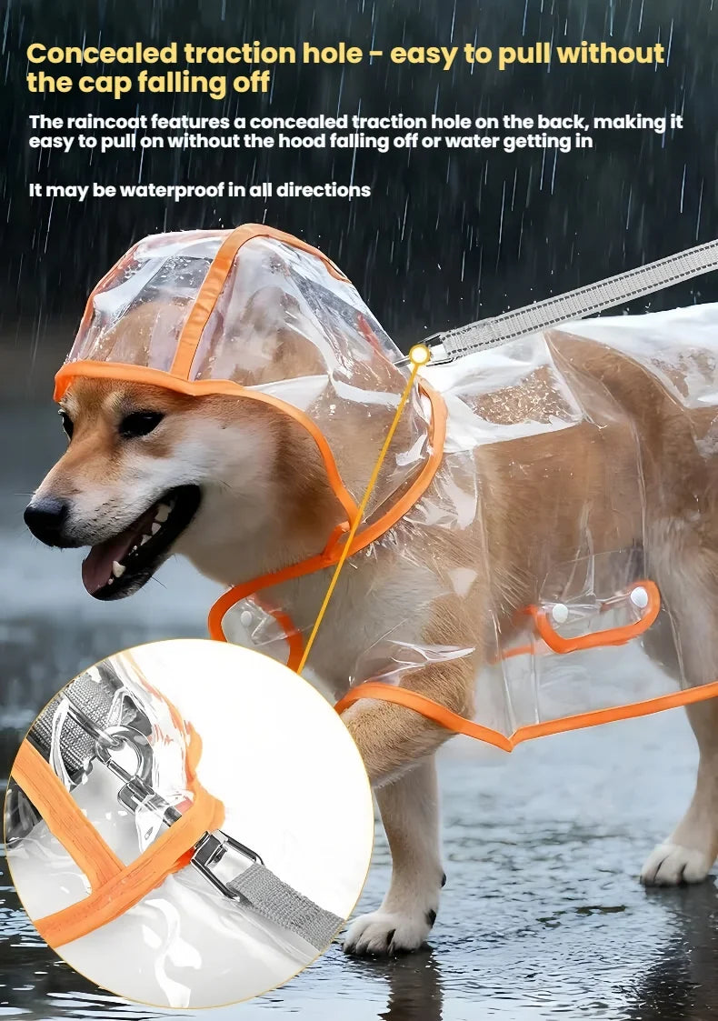 Transparent Waterproof Dog & Cat Raincoat Cape Poncho | Windproof Rain Coat for Small Dogs & Puppies