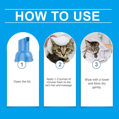 Waterless Cat Shampoo Mousse — Deodorising Foam for Smooth, Fresh-Smelling Fur