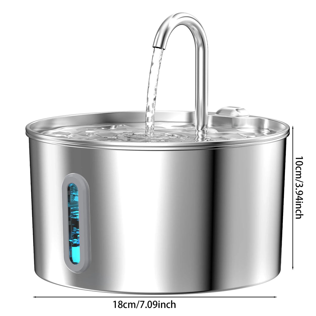 2.2L Stainless Steel Cat Water Fountain — Artesian Flow, Ultra-Quiet Pump & Filter