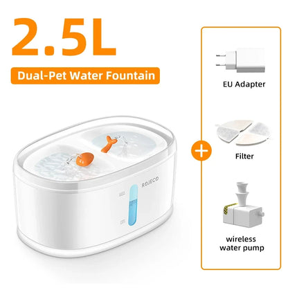 Automatic Wireless Dual-Flow Pet Water Fountain for Cats & Dogs