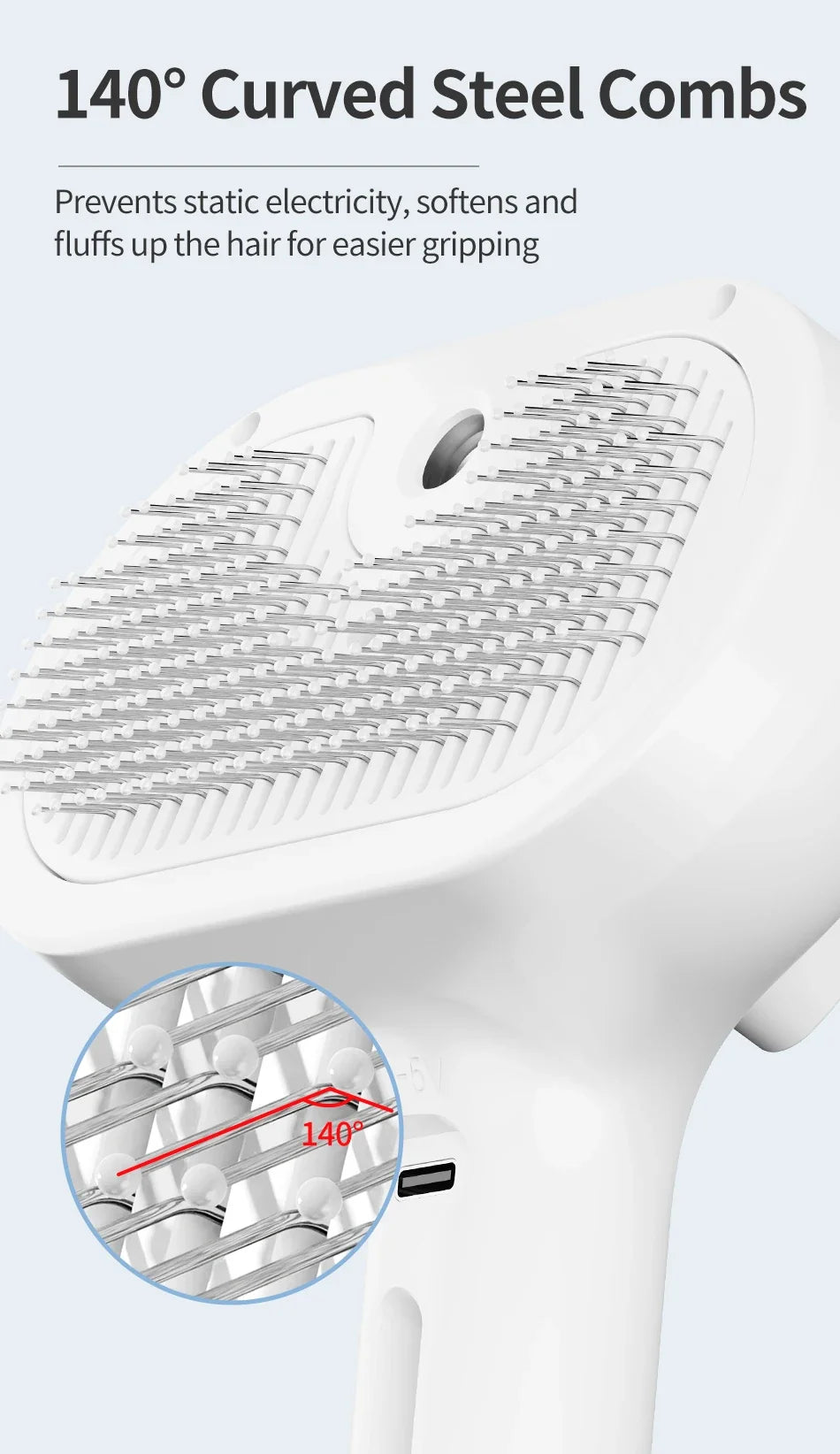 Steam Comb Pet Hair Brush — Electric Grooming Brush for Cats & Dogs