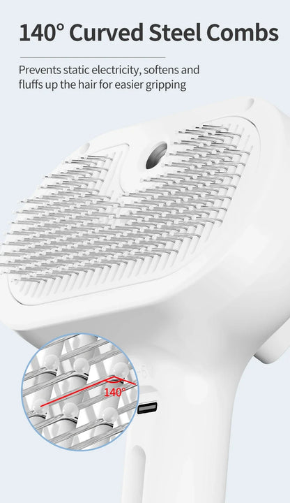 Steam Comb Pet Hair Brush — Electric Grooming Brush for Cats & Dogs