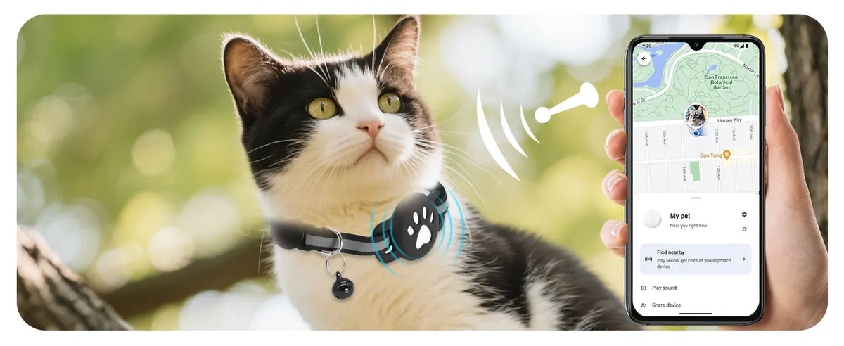 Google Find My Pet Collar Tracker for Android — IP68 Waterproof, No Subscription