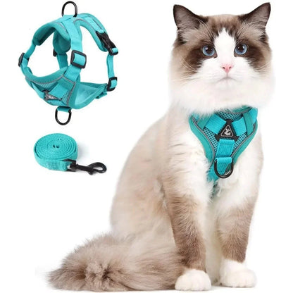 Adjustable Cat Vest Harness and Leash Set - Reflective Trim for All Sizes
