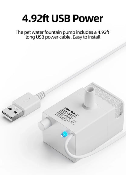 Water Fountain Replacement Pump - 1.5L Pet Water Dispenser Motor