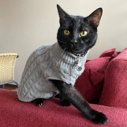 Knitted Pet Sweater for Cats & Small Dogs — 7 Colours, XS–XL