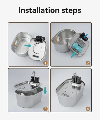 Cat Fountain Filter Replacement - 3.2L Stainless Steel Wireless Fountain Compatible Filters