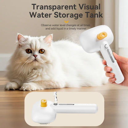 Pet Steam Comb - Electric Spray Brush for Dog & Cat Hair Removal and Grooming