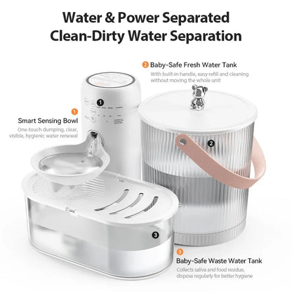 Wireless Smart Cat Water Fountain — 3L Tilting Dispenser with 2600mAh Battery & No-Filter Design