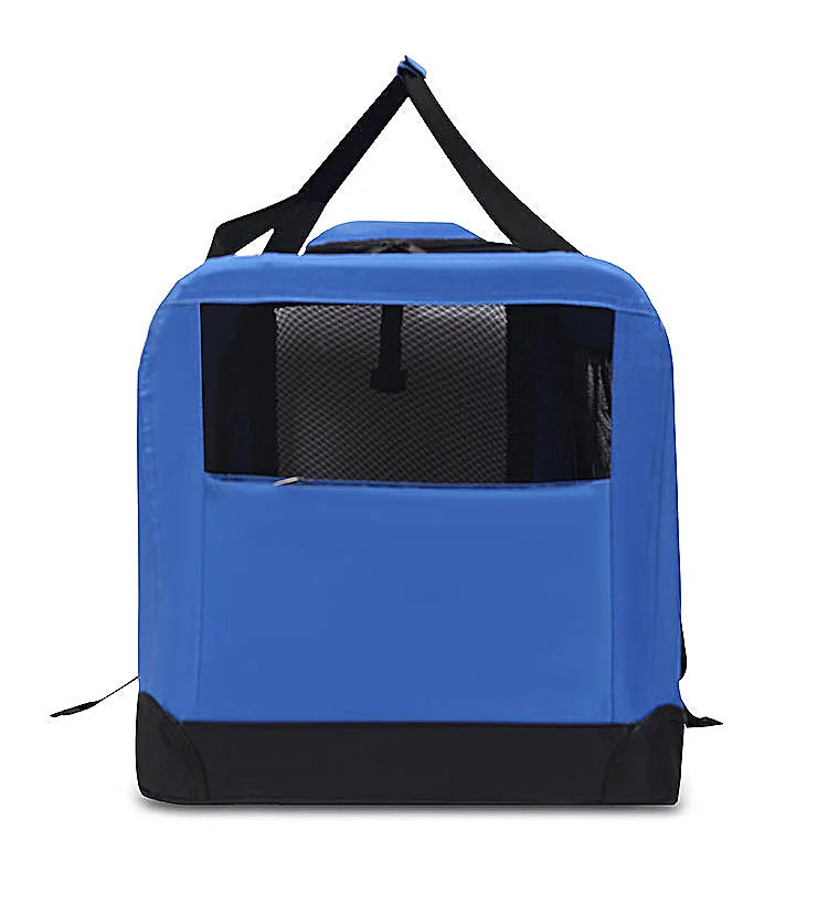 Foldable Soft Pet Crate & Travel Carrier with Mat — 3 Doors