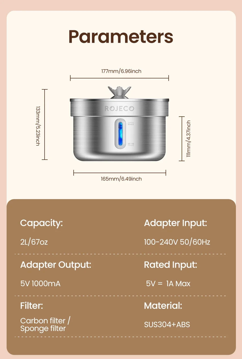 Stainless Steel Automatic Smart Pet Water Fountain for Cats & Dogs