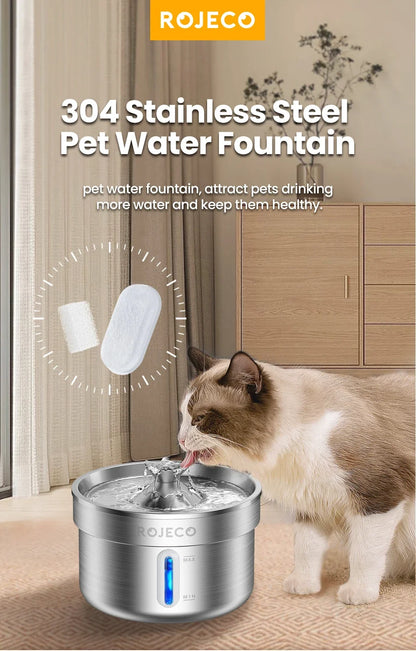 Water Fountain Replacement Filters - 2L Stainless Steel Pet Fountain Purifier