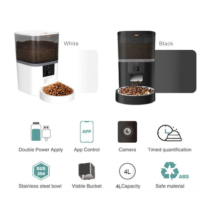 Smart Pet Feeder with HD Camera - 4L Automatic Food Dispenser with App Control
