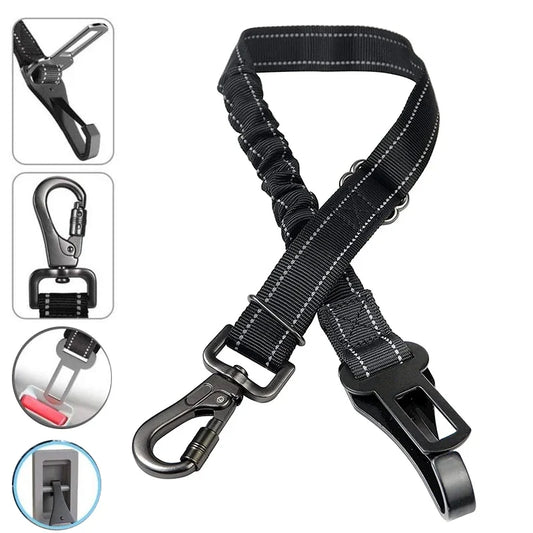 Adjustable Reflective Dog Car Seat Belt Safety Leash