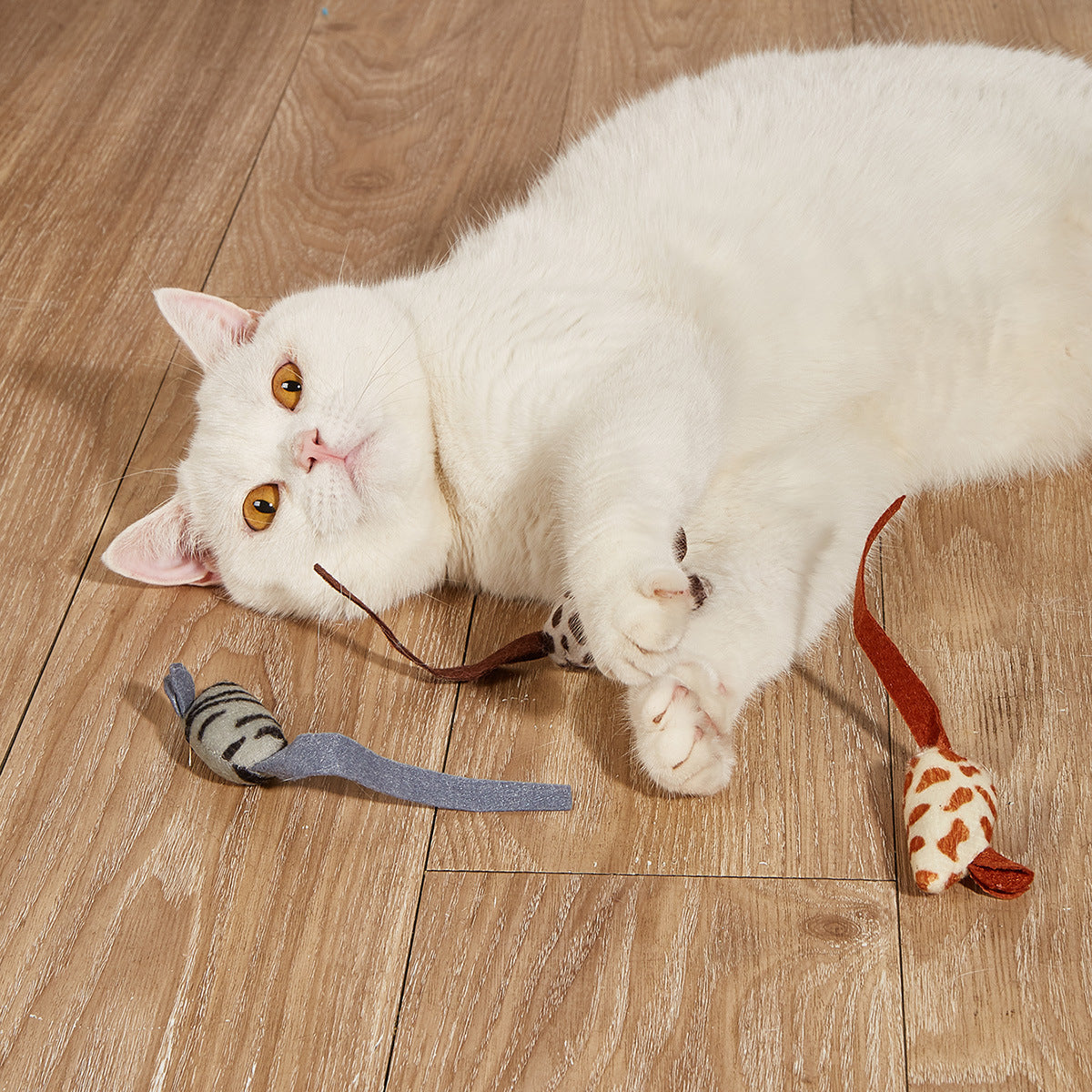 Plush Mouse Toy Set for Cats - Interactive Feather Toys