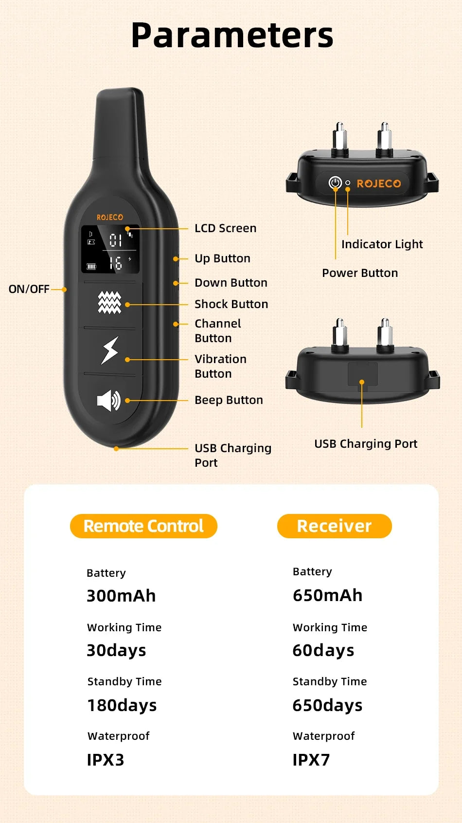 Professional Dog Training Collar 3300ft Range - Waterproof Remote Control System