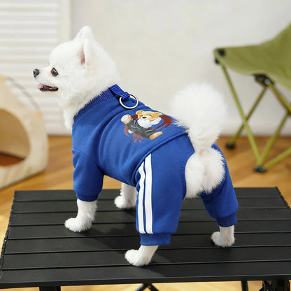 Dog Fleece Hoodie Jumpsuit | Warm Autumn Winter Sweatshirt for Puppies, Cats & Small Dogs