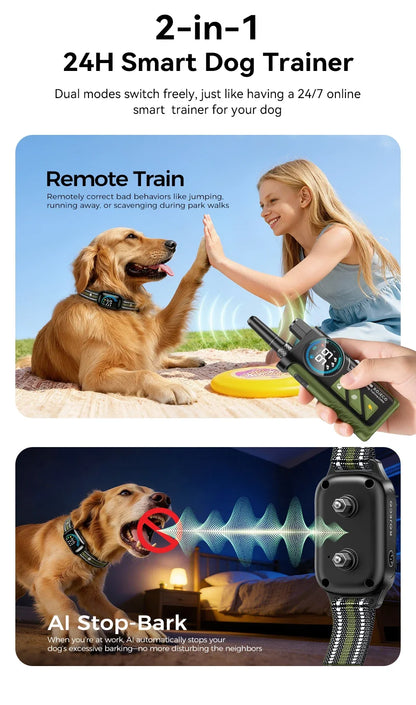 1000m Remote Dog Training Collar with Vibration & Bark Control