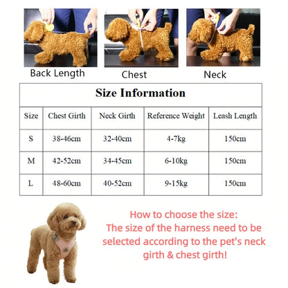 Reflective X-Shape Dog Harness & Leash Set | Adjustable Quick-Release Vest for Small & Medium Dogs