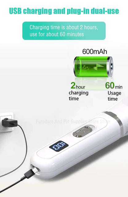 4-in-1 Cordless Pet Grooming Set with 4 Blades — Low Noise Rechargeable Clipper