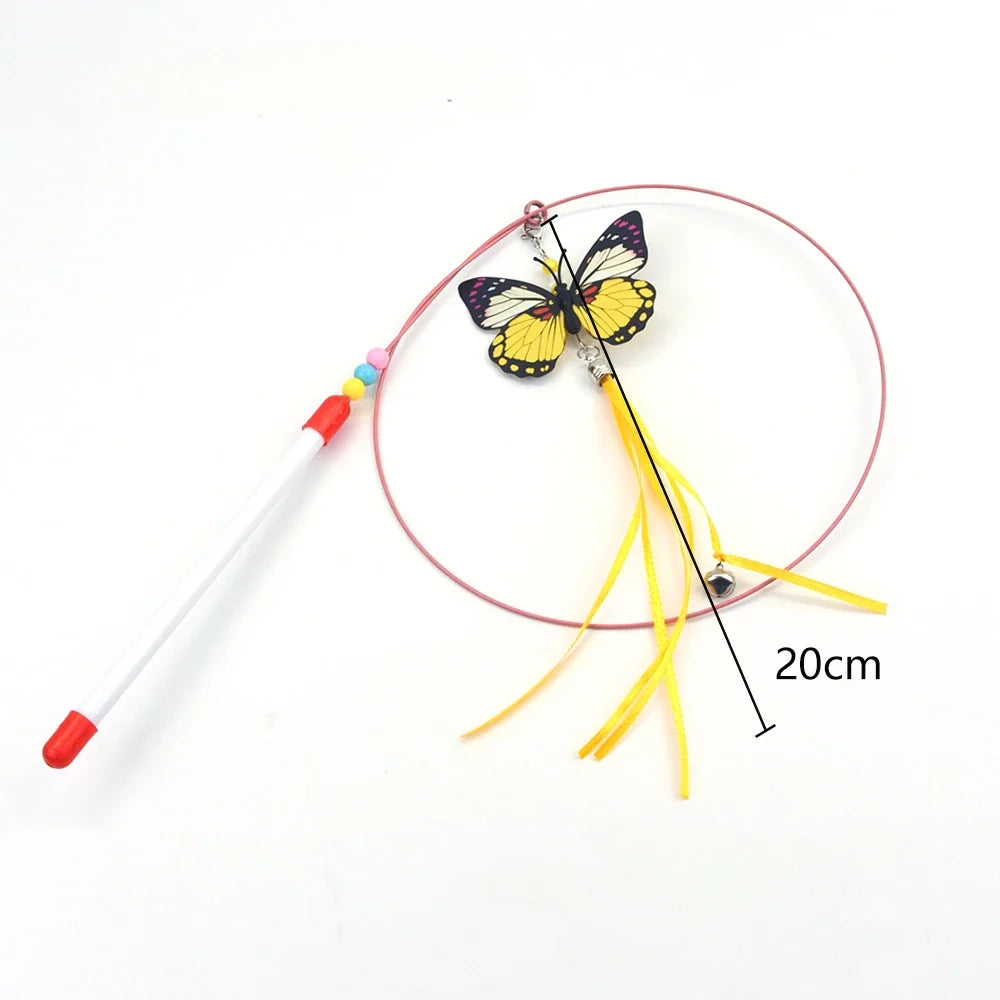 Interactive Feather Wand Cat Toy - Wire Teaser Stick for Kittens
