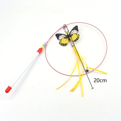 Interactive Feather Wand Cat Toy - Wire Teaser Stick for Kittens
