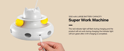 4-in-1 USB Rechargeable Interactive Cat Toy with Feather Wand & Ball