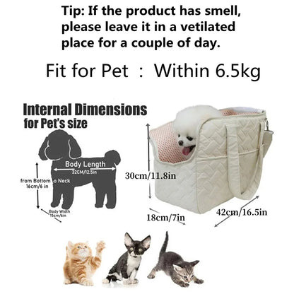 Portable Pet Carrier Tote Bag for Small Dogs & Cats — Breathable Mesh Handbag for Travel & Outdoor Use
