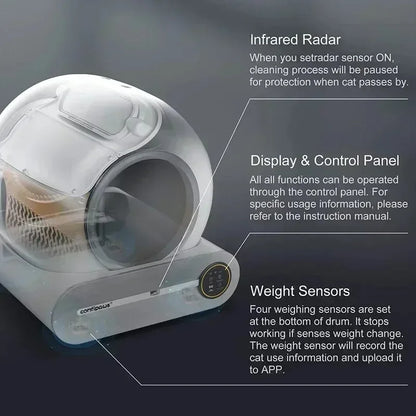 65L Self-Cleaning Automatic Cat Litter Box — App Control, Ionic Deodoriser, Fully Enclosed