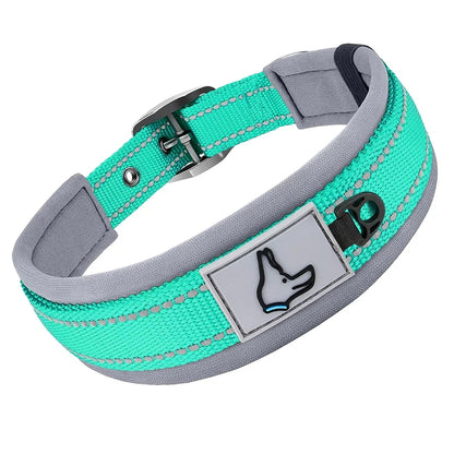 Padded Reflective Nylon Dog Collar – Adjustable for Small, Medium & Large Dogs