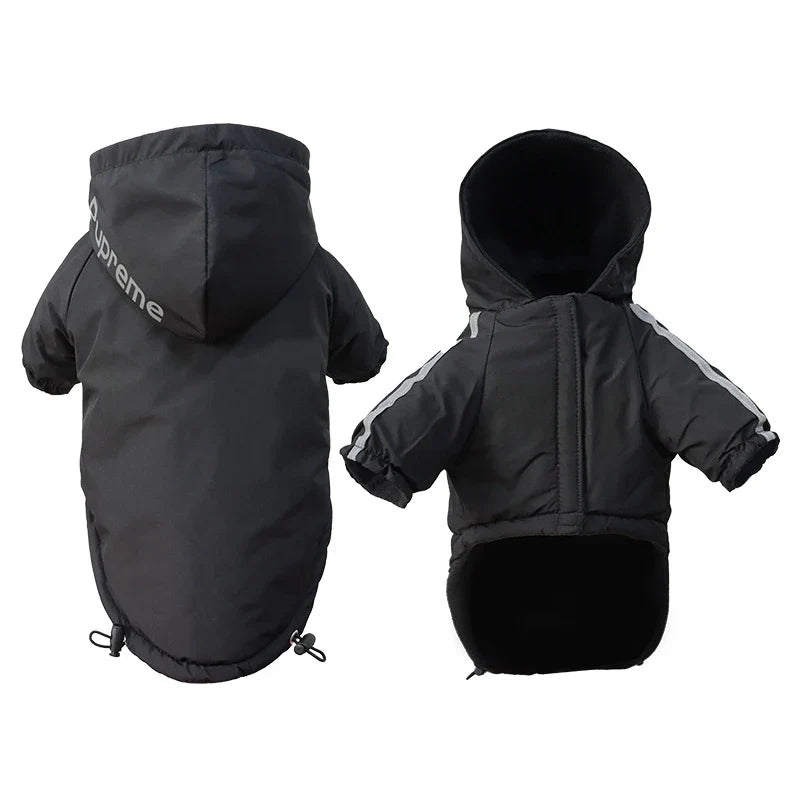 Waterproof Hooded Dog Jacket with Reflective Trim