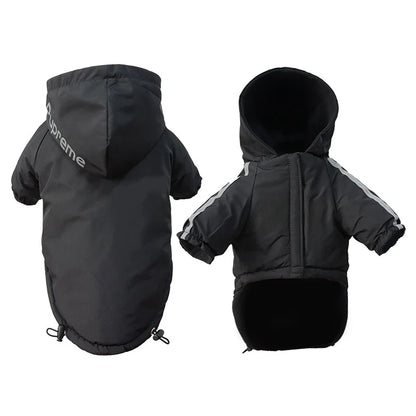 Waterproof Hooded Dog Jacket with Reflective Trim