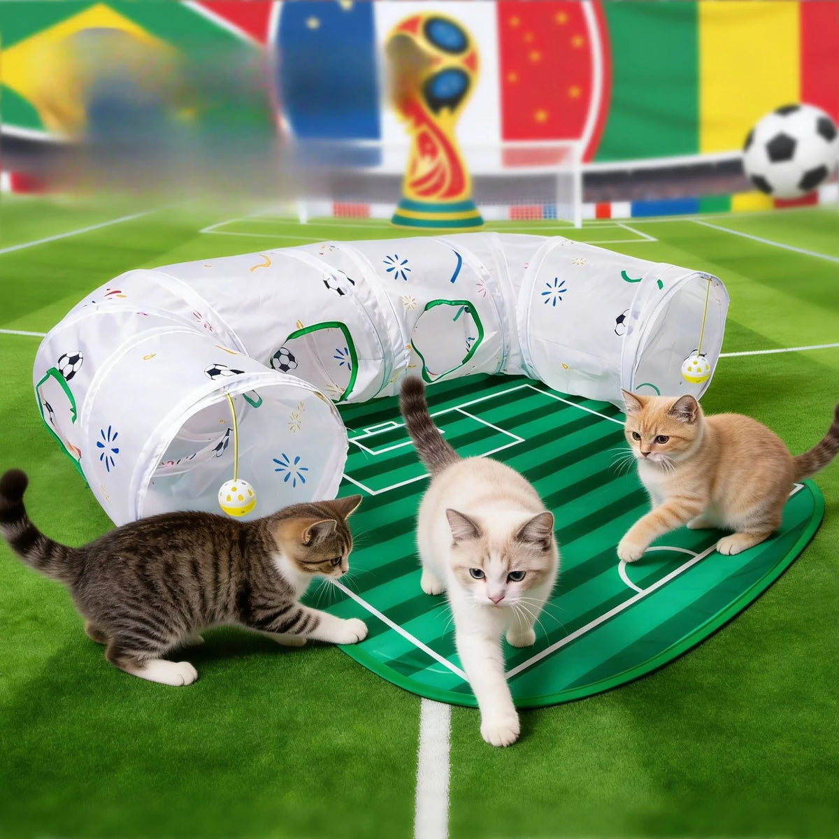 Football Field Cat Tunnel Toy