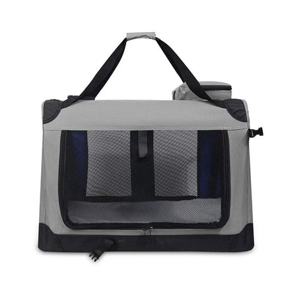 Foldable Soft Pet Crate & Travel Carrier with Mat — 3 Doors