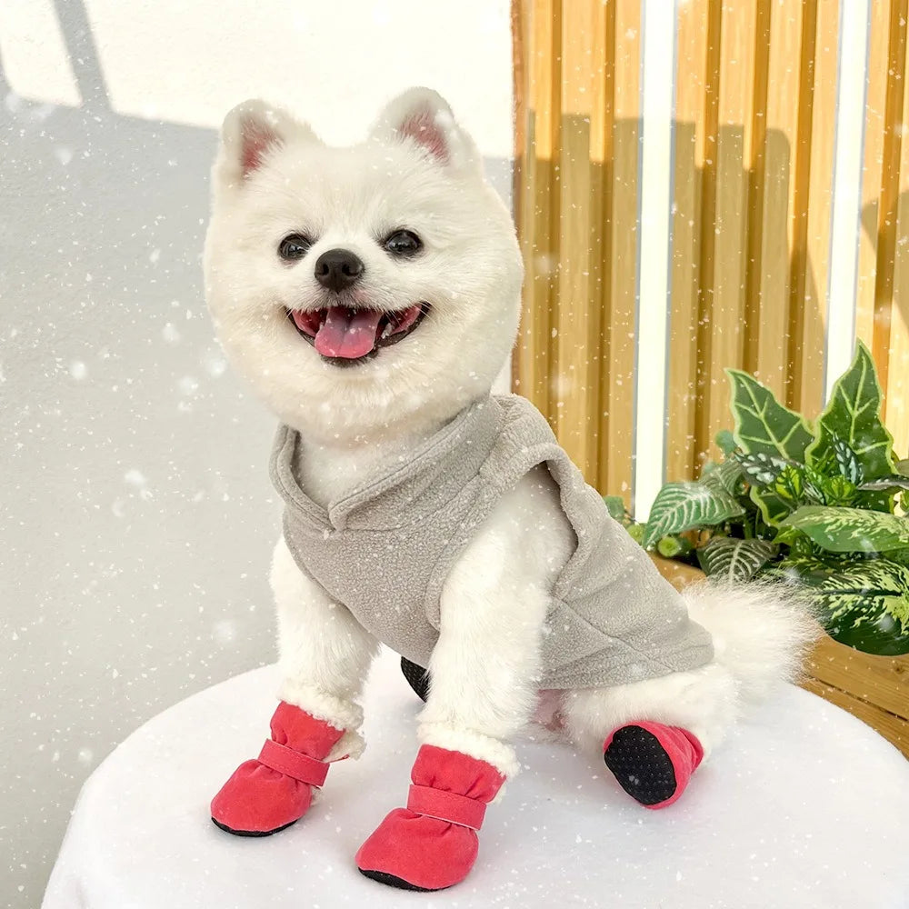 Winter Anti-Slip Dog Boots | Set of 4 for Small & Medium Dogs & Cats