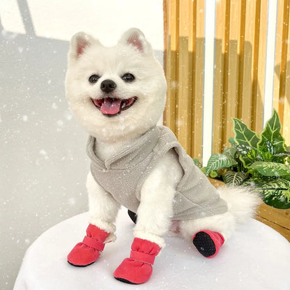Winter Anti-Slip Dog Boots | Set of 4 for Small & Medium Dogs & Cats