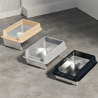 Stainless Steel Semi-Enclosed Cat Litter Box