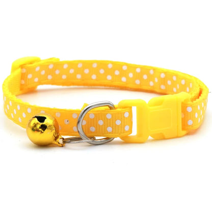 Adjustable Polka Dot Cat & Small Dog Collar with Bell