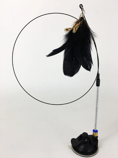 Hands-Free Suction Cup Cat Toy - Interactive Feather Wand Set