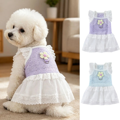 Lace Princess Dress with D-Ring for Small Dogs & Cats