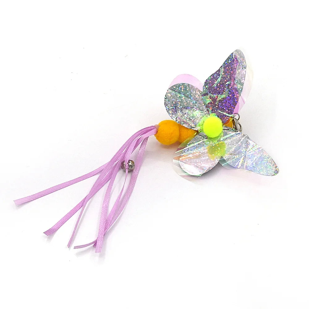 Feather Wand Cat Toy with Bell & Worm String - Interactive Teaser Set