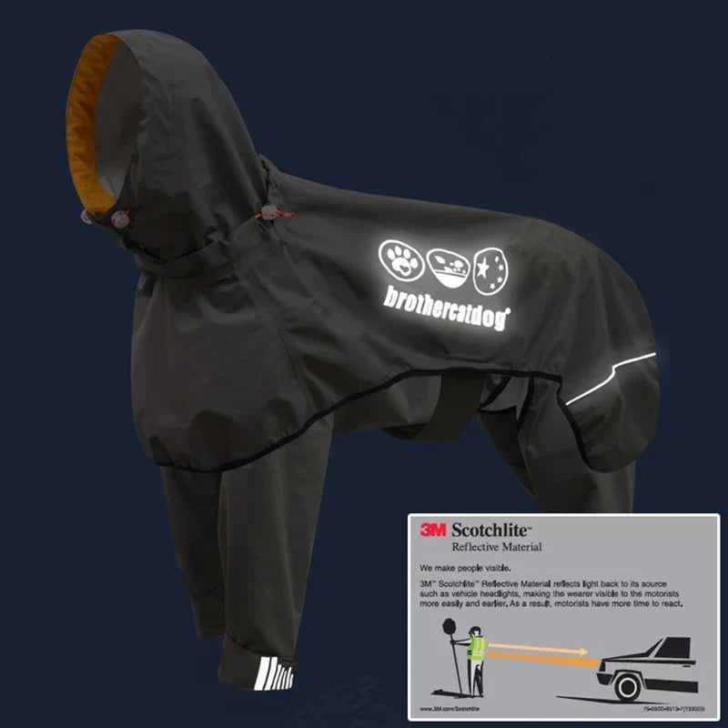Waterproof Dog Raincoat Jumpsuit for Medium & Large Dogs
