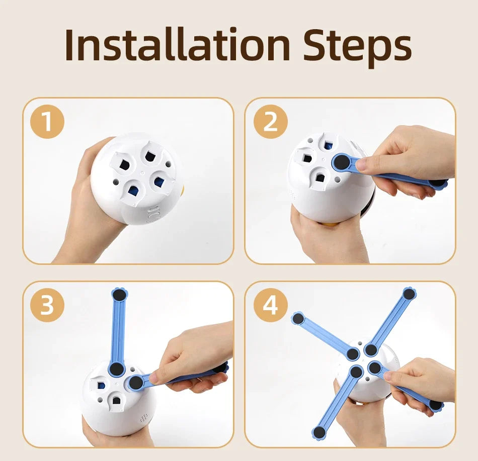 3-in-1 Smart Cat Toy with 360° Laser & 3 Replacement Feather Teasers