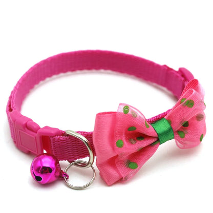 Reflective Polka Dot Bow Cat Collar with Bell