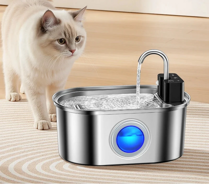Stainless Steel Smart Pet Water Fountain with 4000mAh Battery & Sensor