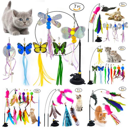 Hands-Free Suction Cup Cat Toy - Interactive Feather Wand Set
