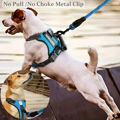 Dog Harness Set — Chest Vest, Shock-Absorbing Lead, Folding Bowl & Waste Bags